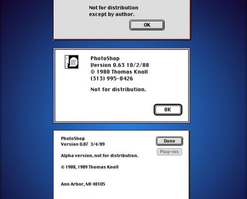 صفحات ورودی نرم افزار فتوشاپ از سال ۱۹۸۸ تا ۲۰۱۰